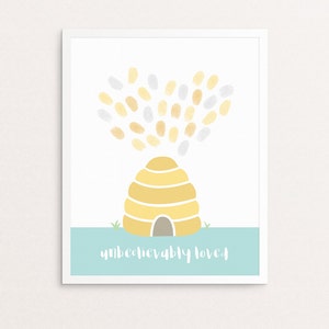 Unbeelievably Loved - Beehive Fingerprint Guestbook - Thumbprint - Nature Baby Shower - Birthday - Bee Theme - 8x10 Poster - Printable