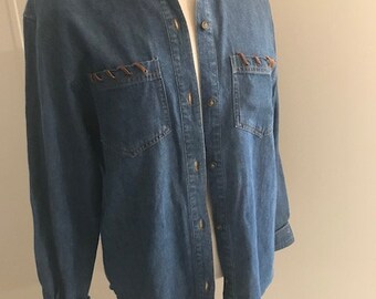women's petite denim shirt