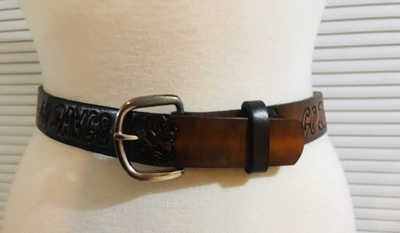 Vintage Brown Cowhide Belt Imprinted Go Dawgs Belt | Etsy