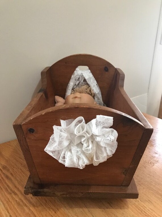 wooden doll bassinet