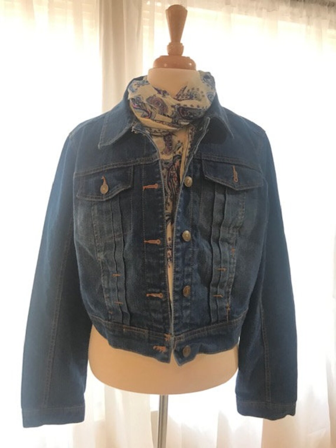 Hand Painted Jacket Blue Denim Crop Jacket X Large Jacket - Etsy