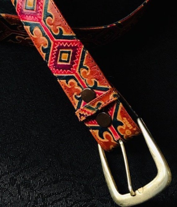 Vintage Woven Genuine Leather Belt, Unisex Leather Belt  display picture 2