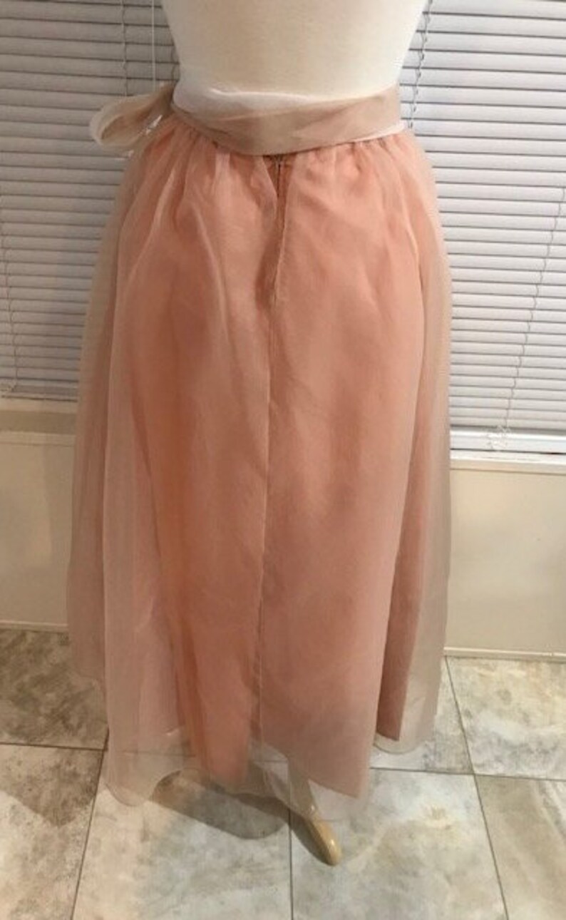 Vintage Rose Pink Skirt with Ribbon Belt Women/'s Long Skirt Size 8 or Small