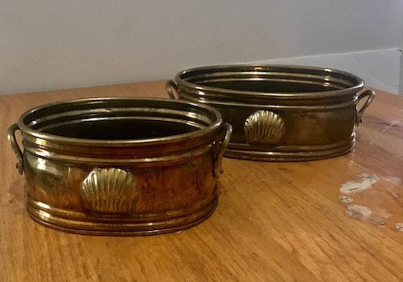 Vintage Set of Brass Vases Plant Holders Brass Home Decor Etsy