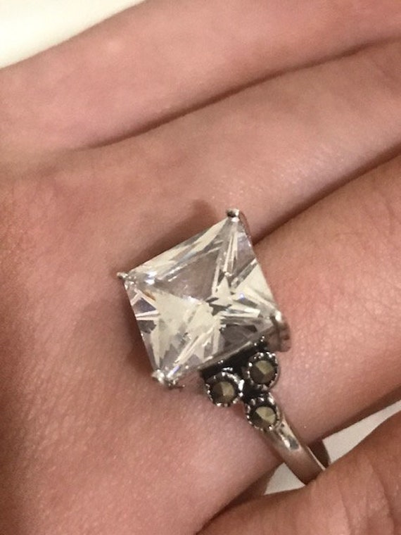 Vintage Engagement Ring, Sterling Silver,  3 Cara… - image 2