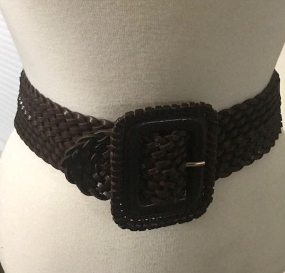 Kenneth Cole NY Brown Leather Belt, Genuine Braid… - image 1