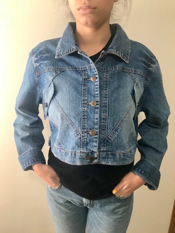 cropped denim oversized jacket