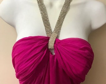 526 hot pink halter dress main image 0