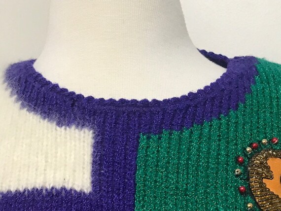 Vintage Christine Colorful Sweater with Beaded Pa… - image 5