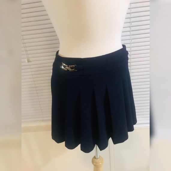 Vintage Skirt, Navy Blue Pleaded Mini Skirt, Navy… - image 1