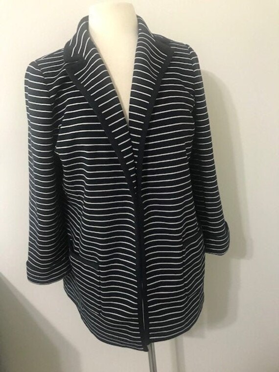 Blue and white striped blazer womens sales