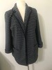 TALBOTS Women's Blazer, Vintage Jacket with Pockets, Navy Blue with White Stripes, Office or Business Attire, Size Medium 