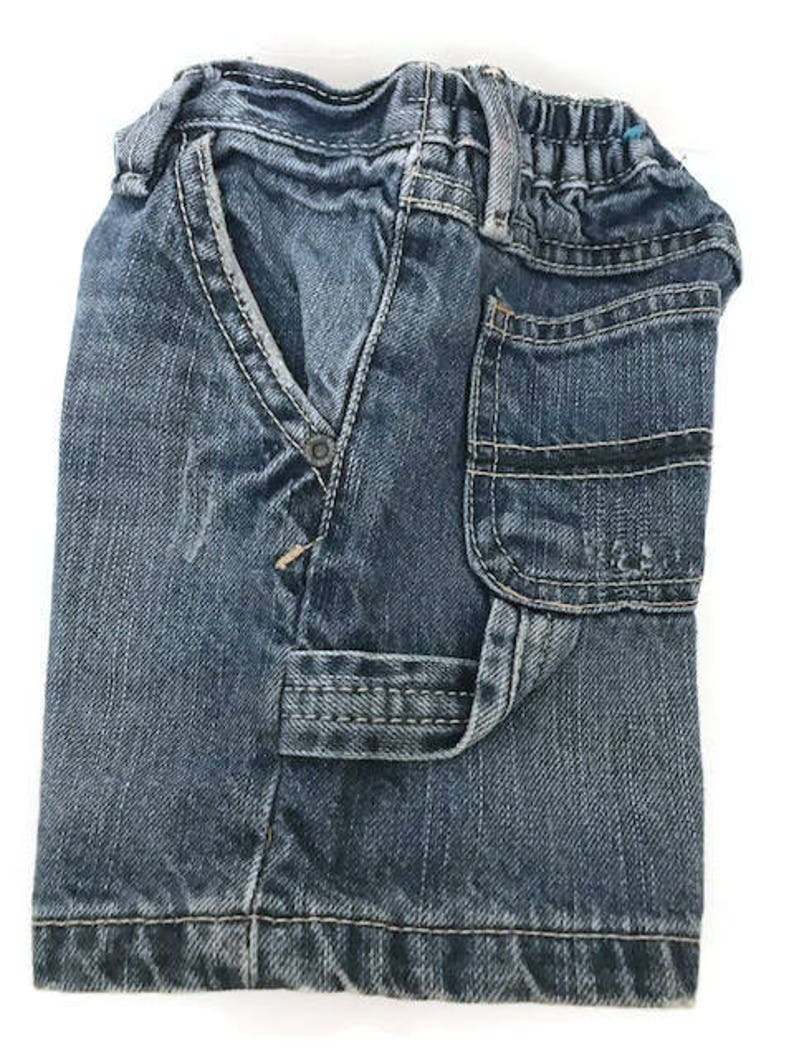Baby Distressed and wash Blue Jean Shorts Carpenter Jeans by Utility Est Place 1989 Size 6 to 9 Months