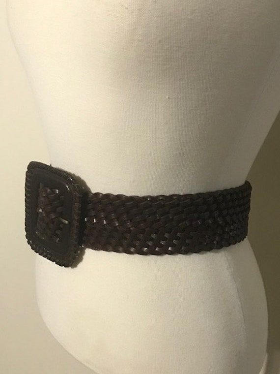 Kenneth Cole NY Brown Leather Belt, Genuine Braid… - image 2