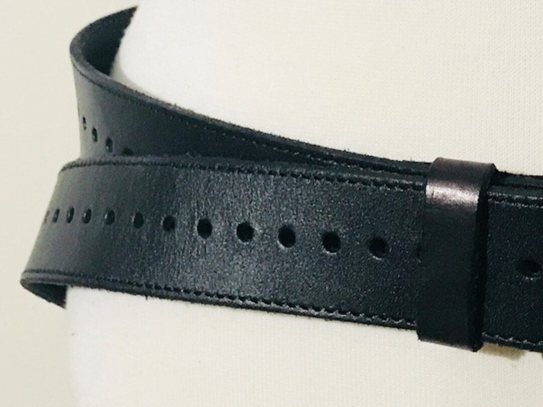 Leather Black Belt Wide Belt With Big Buckle Genuine Etsy
