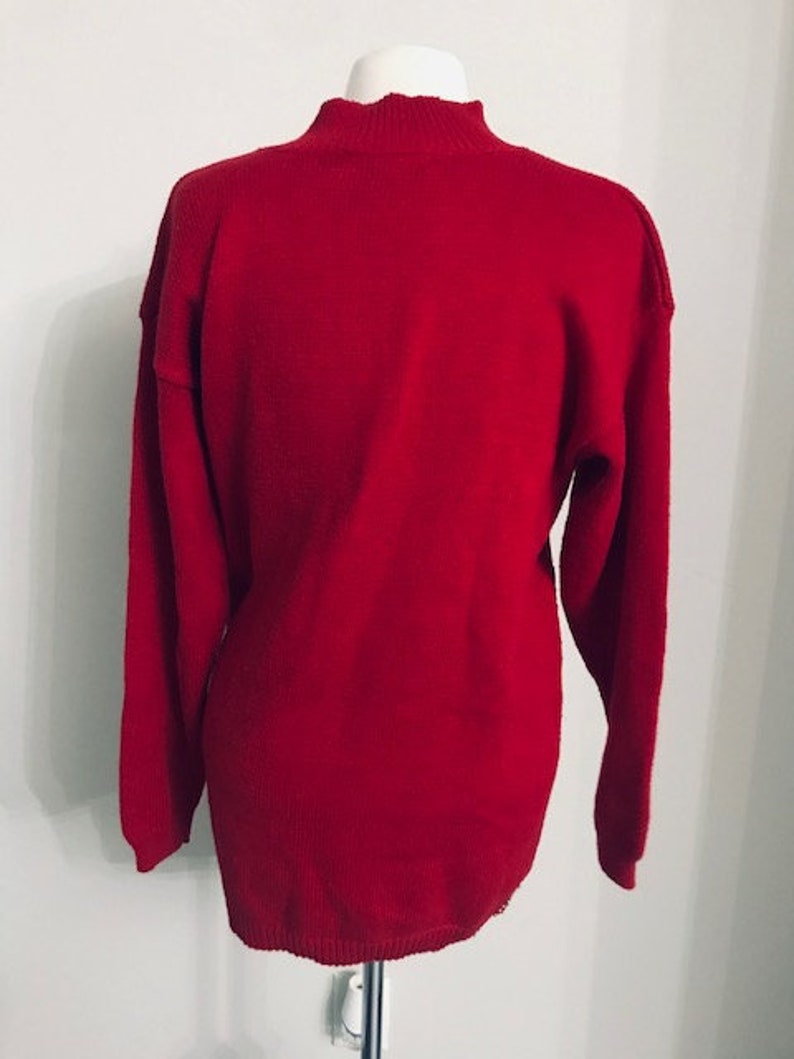 Vintage Red Sweater Dress Sweater Cotton Sweater with Gold | Etsy