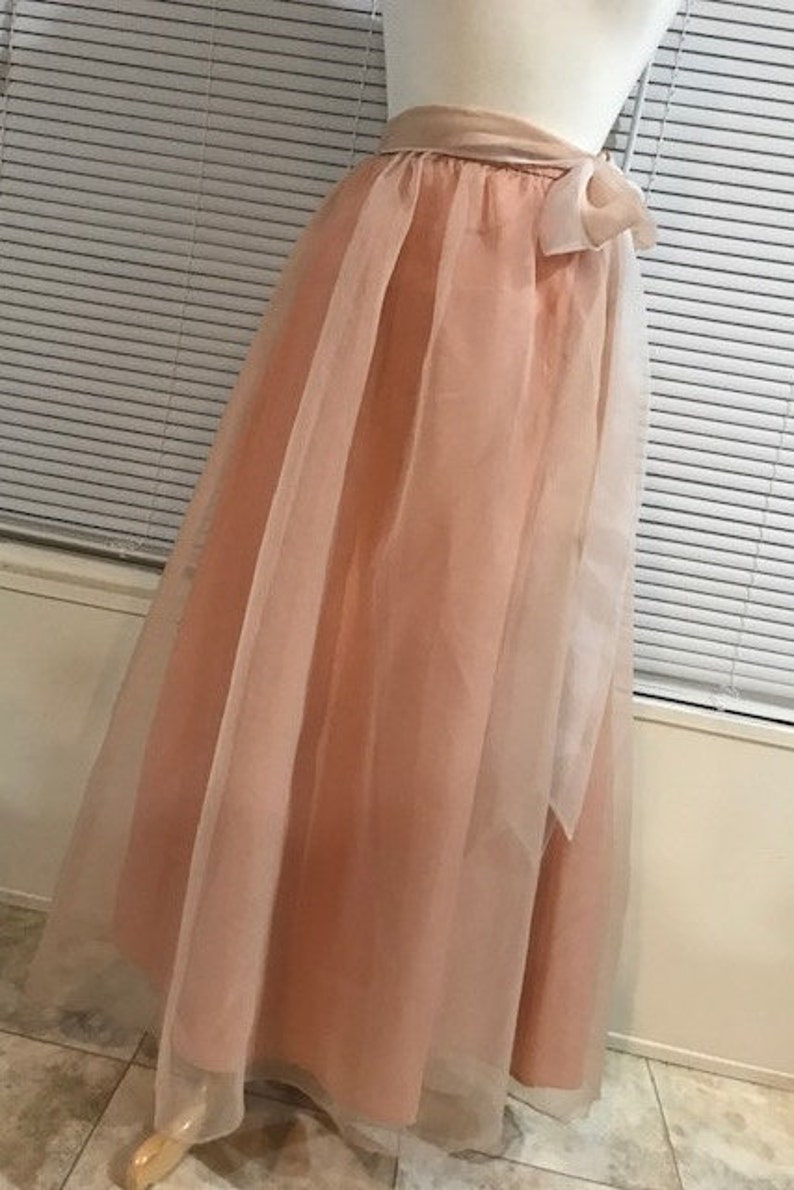 Vintage Rose Pink Skirt with Ribbon Belt Women/'s Long Skirt Size 8 or Small