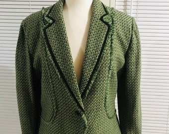 Vintage Green blazer, Versailles Brand, Women's Blazer, Cool Season Wool Jacket, Size 16