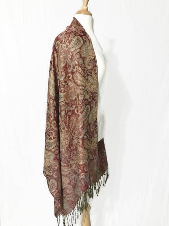 Vintage Cashmere Scarf or Wrap, Women's Scarf wit… - image 2