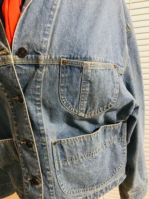 Boho Chic Liz Claiborne Denim Jacket Washed Blue Denim Big - Etsy