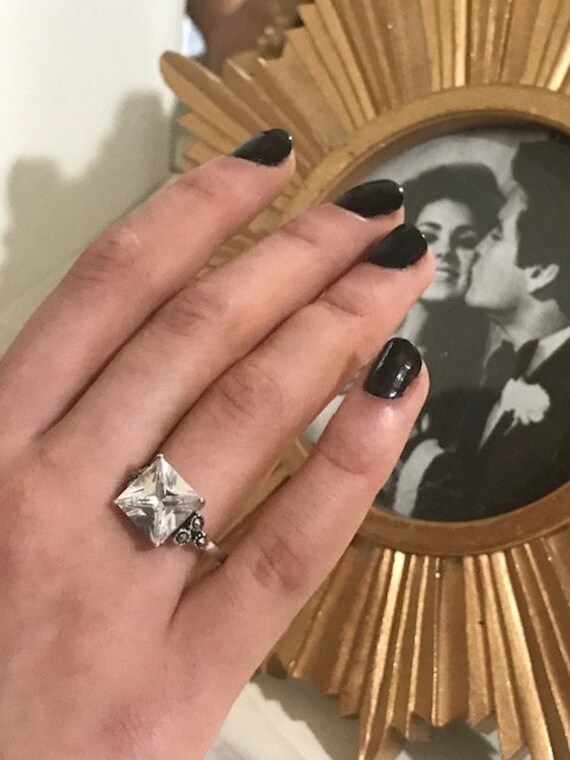 Vintage Engagement Ring, Sterling Silver,  3 Cara… - image 4