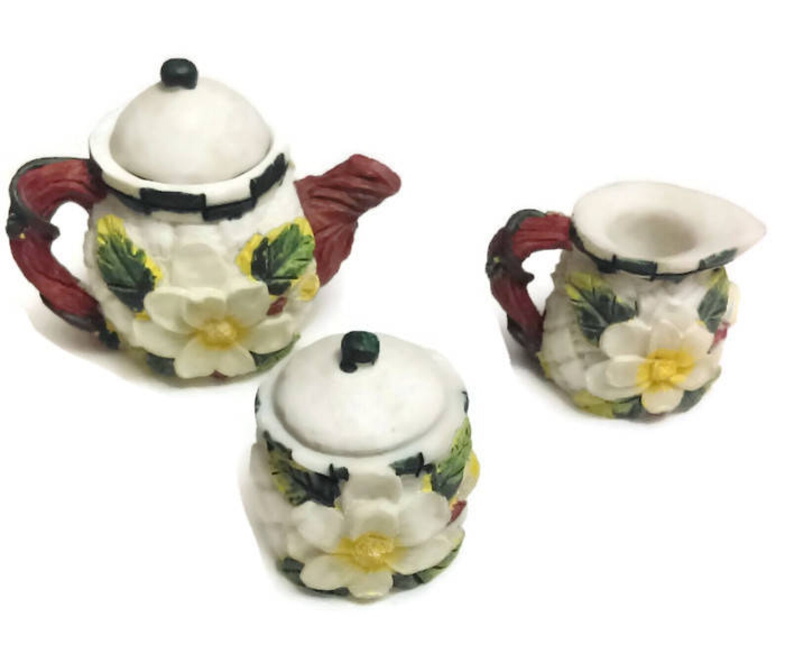 Miniature Tea Set Collectible Tea Set Daisies Resin Material Etsy