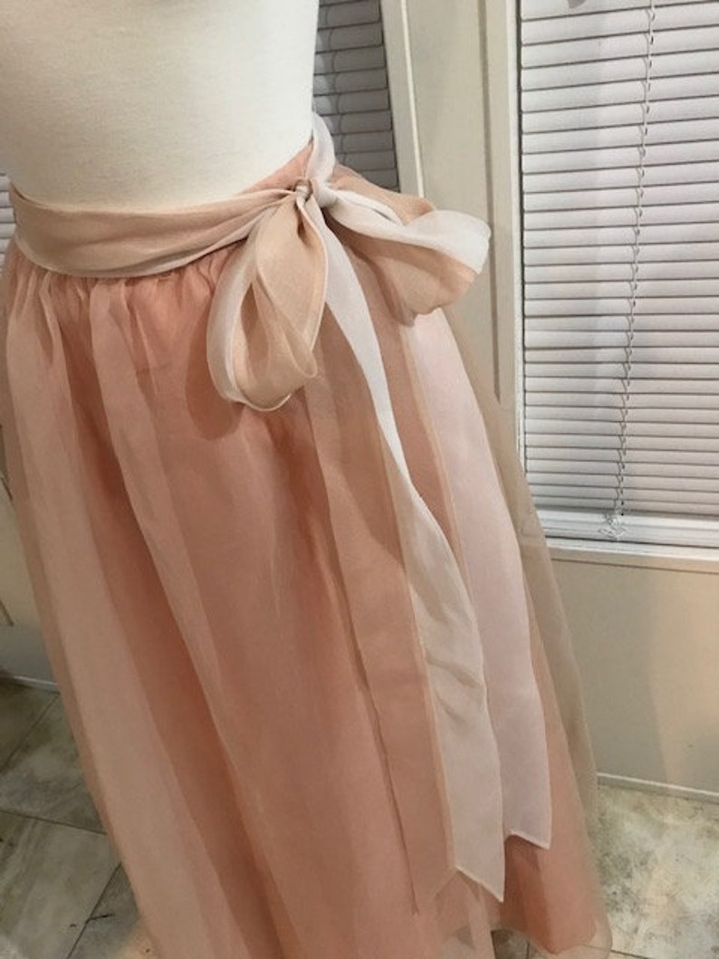 Vintage Rose Pink Skirt with Ribbon Belt Women/'s Long Skirt Size 8 or Small