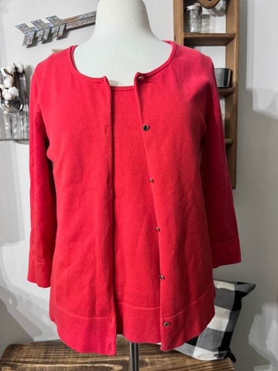 Vintage Red Cardigan with Top, Women's Cardigan Se