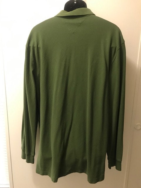 Vintage Tommy Hilfiger Green Polo Men's Long Sleeve | Etsy