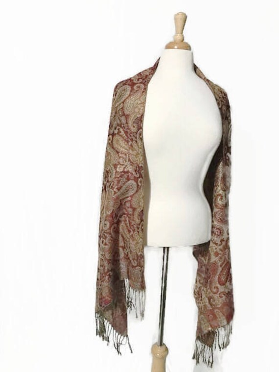 Vintage Cashmere Scarf or Wrap, Women's Scarf wit… - image 1