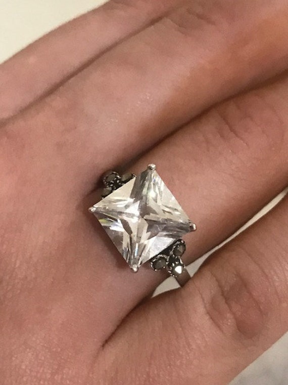 Vintage Engagement Ring, Sterling Silver,  3 Cara… - image 1
