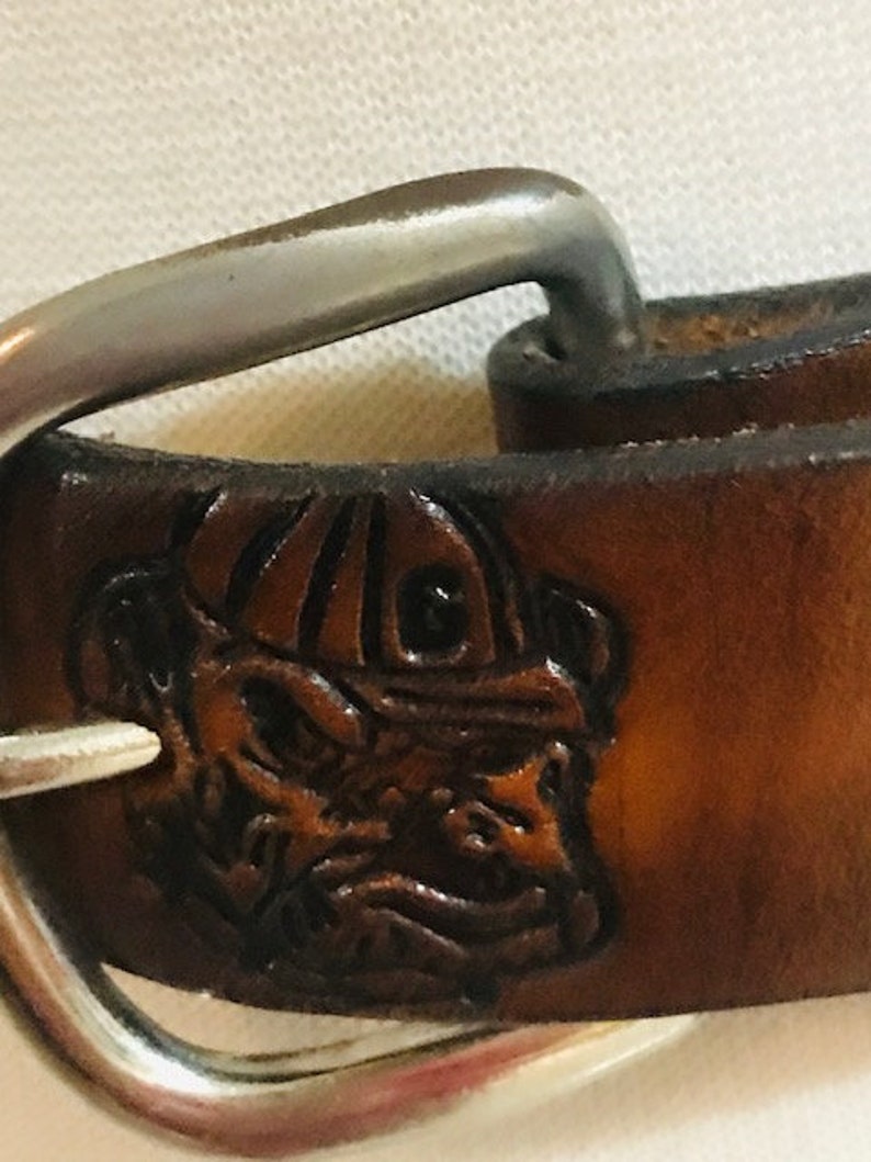 Vintage Brown Cowhide Belt Imprinted Go Dawgs Belt | Etsy