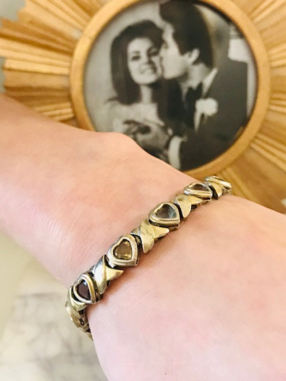 Vintage 925 Sterling Silver Bracelet X Love Heart Tennis Etsy