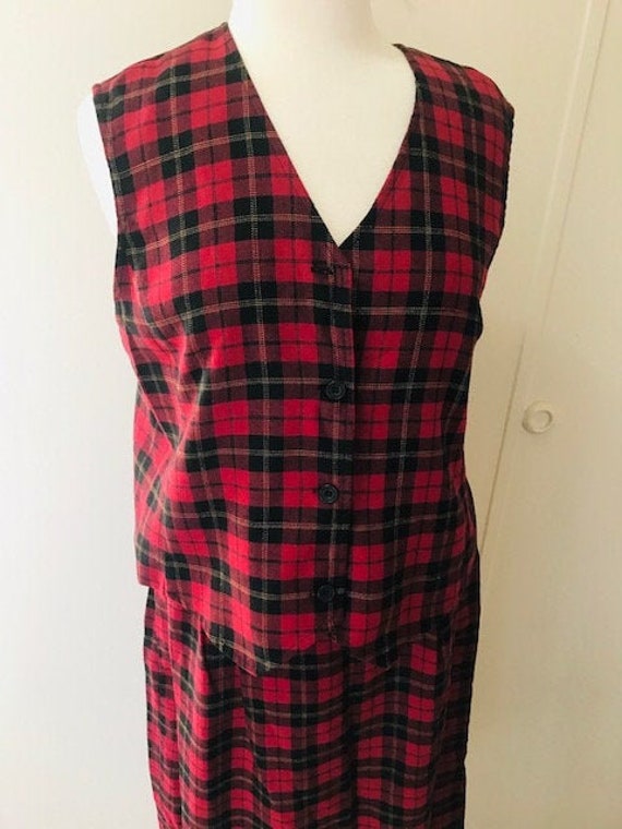 Womens Wool Suit 1960/'s Two Piece Skirt and Jacket Vintage Secretary Style Suit Tartan Tailored Ladies 2 Piece Mid Century Skirt Suit
