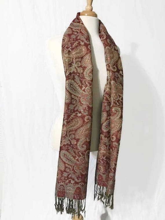 Vintage Cashmere Scarf or Wrap, Women's Scarf wit… - image 5