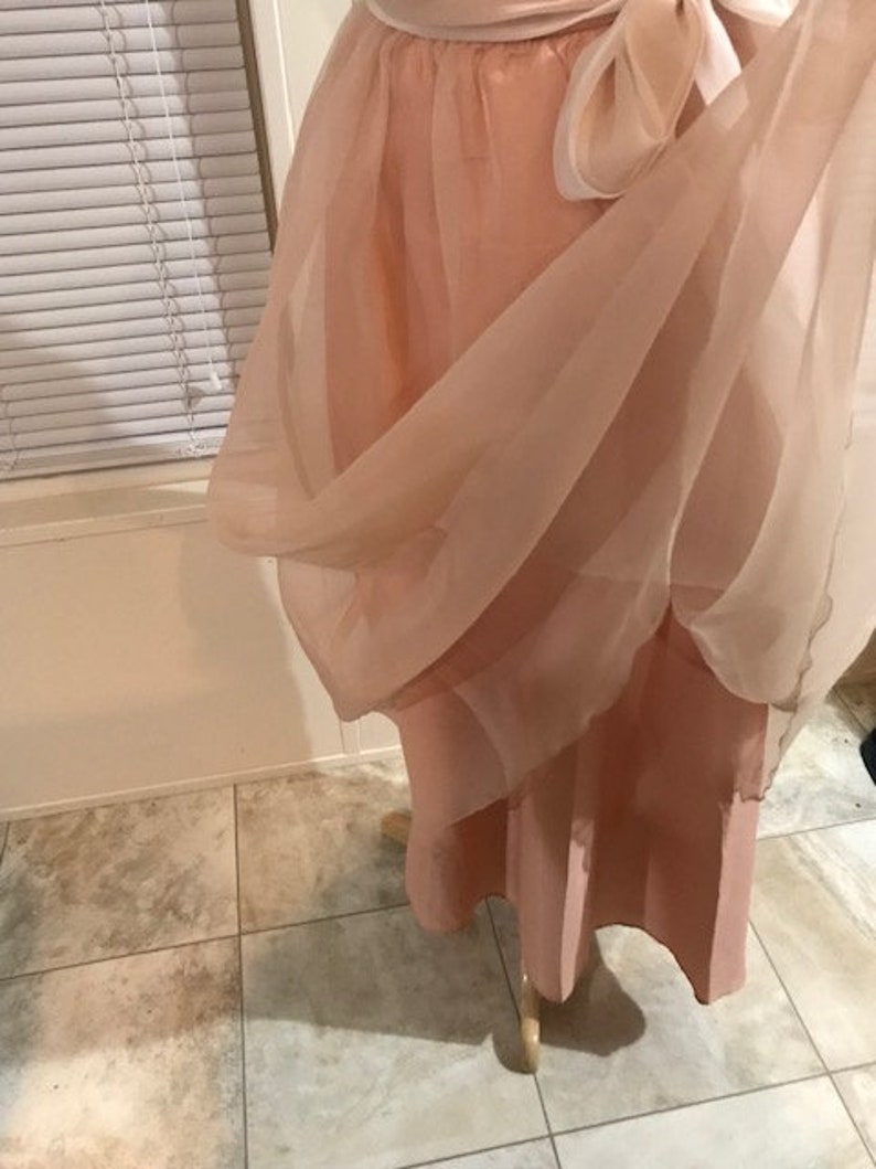 Vintage Rose Pink Skirt with Ribbon Belt Women/'s Long Skirt Size 8 or Small