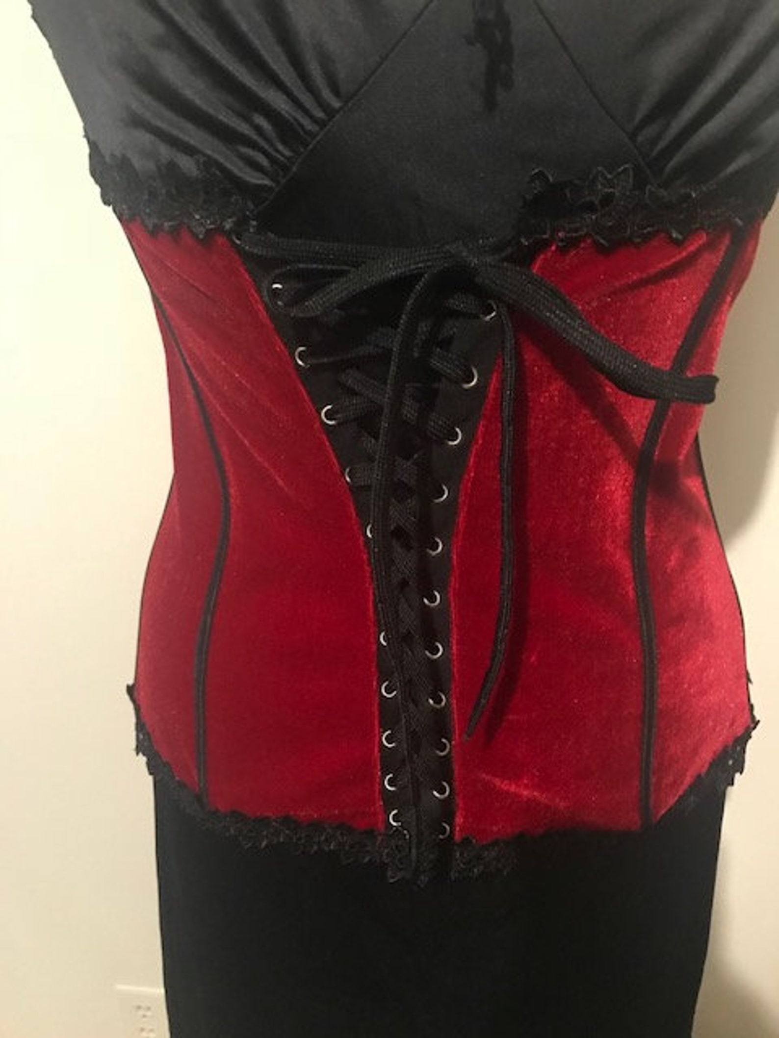 Vintage Red Corsete Women's Corsete Made of Velvet and | Etsy