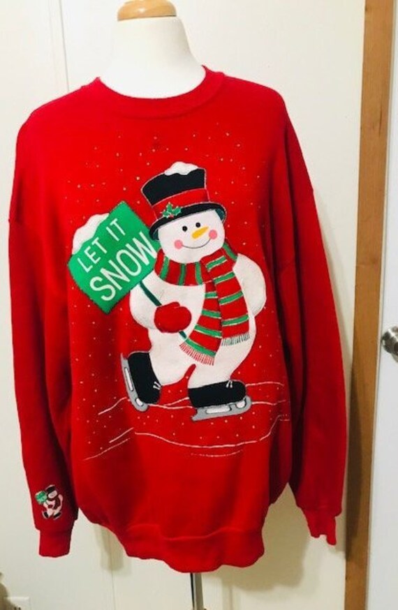 Vintage Red Ugly Christmas Sweater Oversize Pullover | Etsy