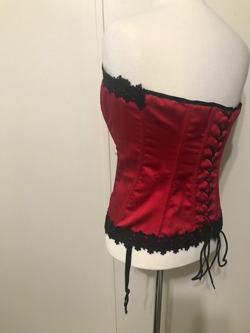 Vintage Sexy Red Color Satin and Lace Corset With Garter | Etsy