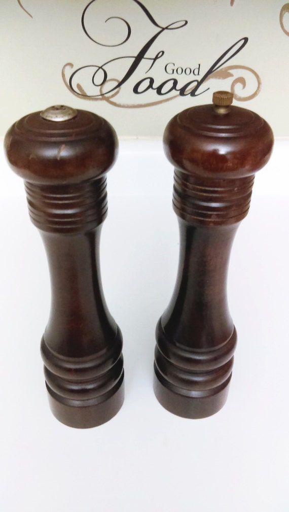 Extra Large Wood Pepper Mill and Salt Shaker Vintage 90's Etsy