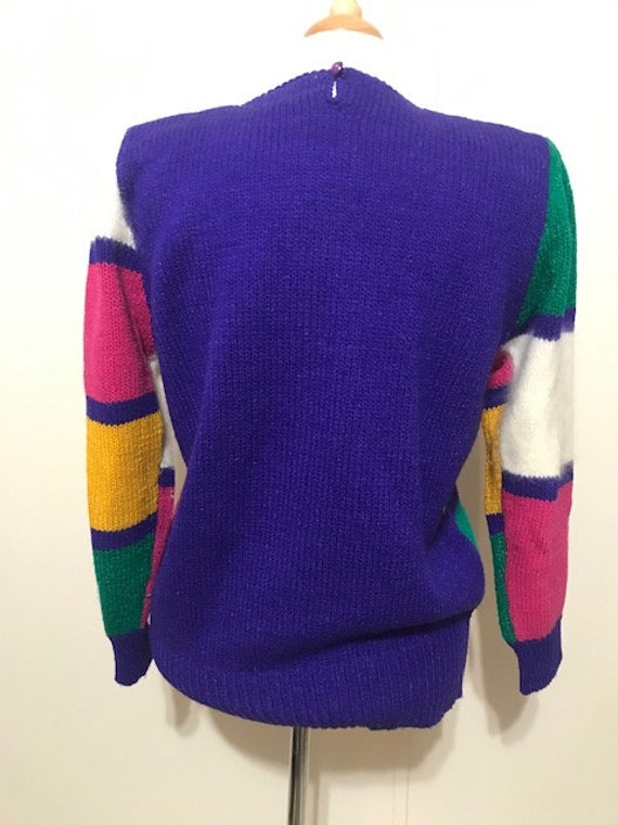 Vintage Christine Colorful Sweater with Beaded Pa… - image 3