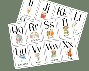 Cottagecore Themed Alphabet Flashcards