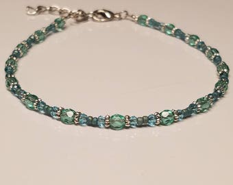JGONas Women Multilayer Dream Catcher Faux Turquoise Beaded Foot Chain Anklet Bracelet Summer Anklet Bracelet for Women Silver+Green