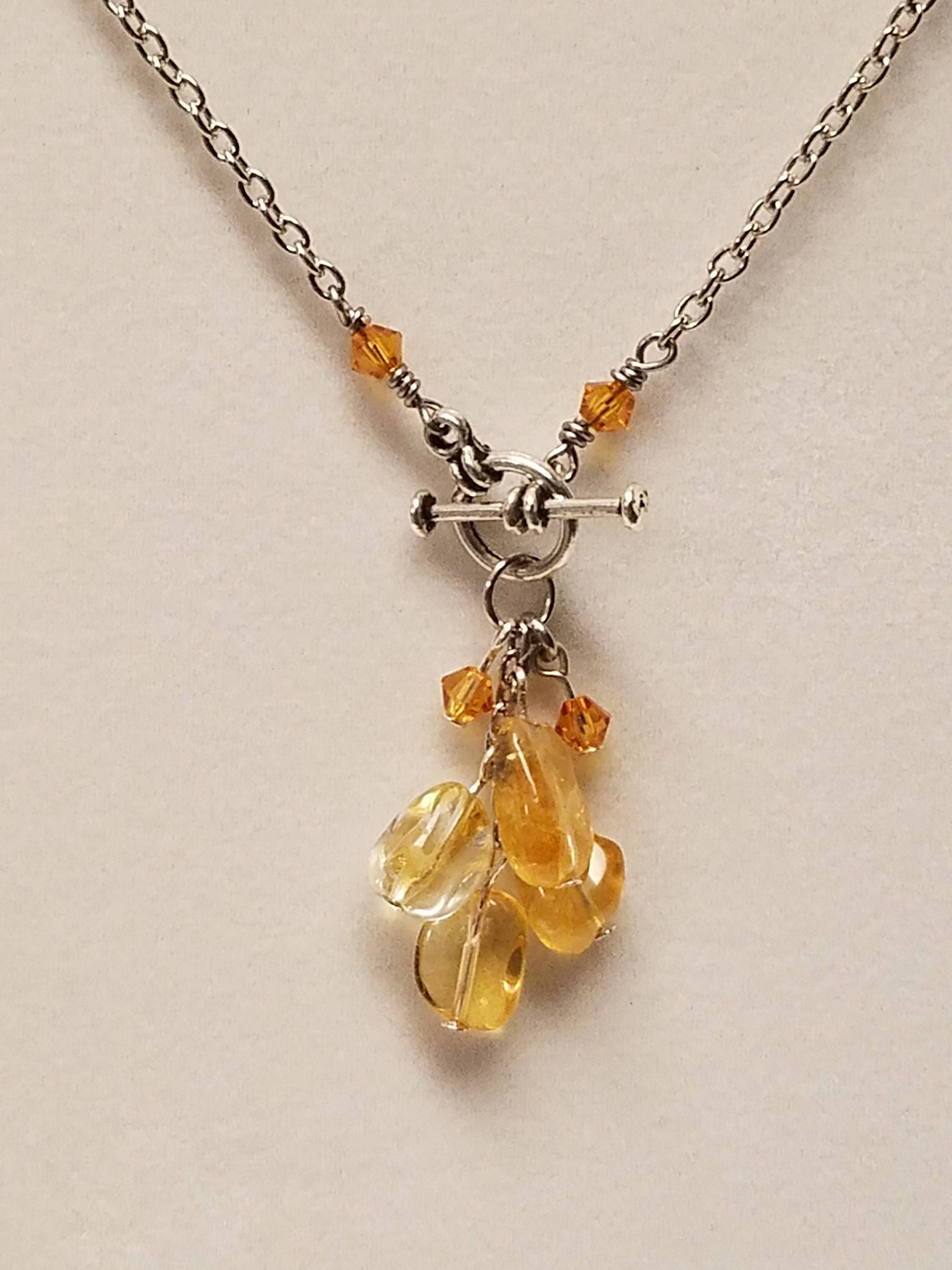 Orange Citrine Lariat Necklace/November Birthstone/Birthstone | Etsy