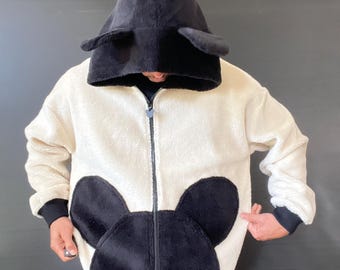 New Plush Mickey Mouse Zip Up Hoodie Large