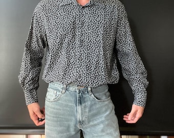 90s Loose Fit Geometric Long Sleeve Shirt XL