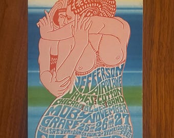 Original Bill Graham Presents Fillmore Jefferson Airplane Blue Handbill (6)