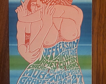 Original Bill Graham Presents Fillmore Jefferson Airplane Blue Handbill (8)