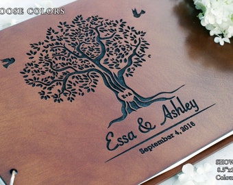 Rustic Wedding Guest Book, Wedding Guest Book Tree, Engraved Wedding Guest Book, Polaroid Guest Book, Lined Wedding Guest Book