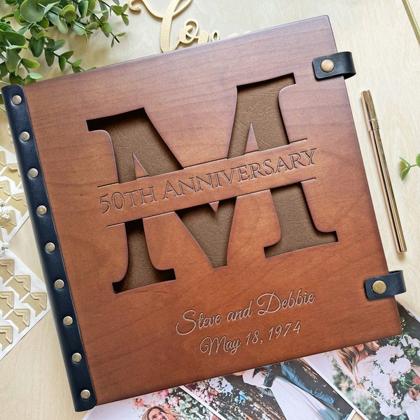 50th anniversary gift for couples, 50th anniversary albums, Anniversary Gift for Parents, Golden Wedding 50 Year Wood anniversary scrapbook